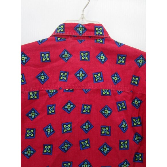 VINTAGE St Johns Bay Shirt Medium 90s Button Down Hawaiian Floral Camp - Picture 7 of 10